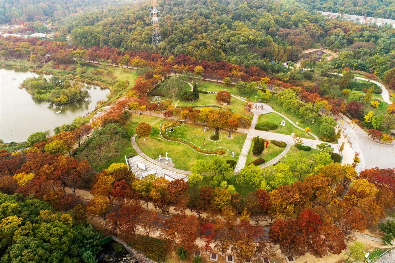 인천대공원 단풍 사진, 많이 물듦